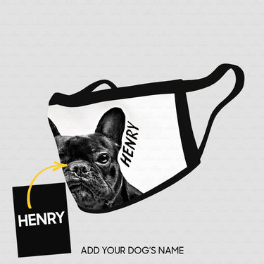 Personalized Dog Gift Idea - Black Bull With Straight Ears For Dog Lovers - Cloth Mask